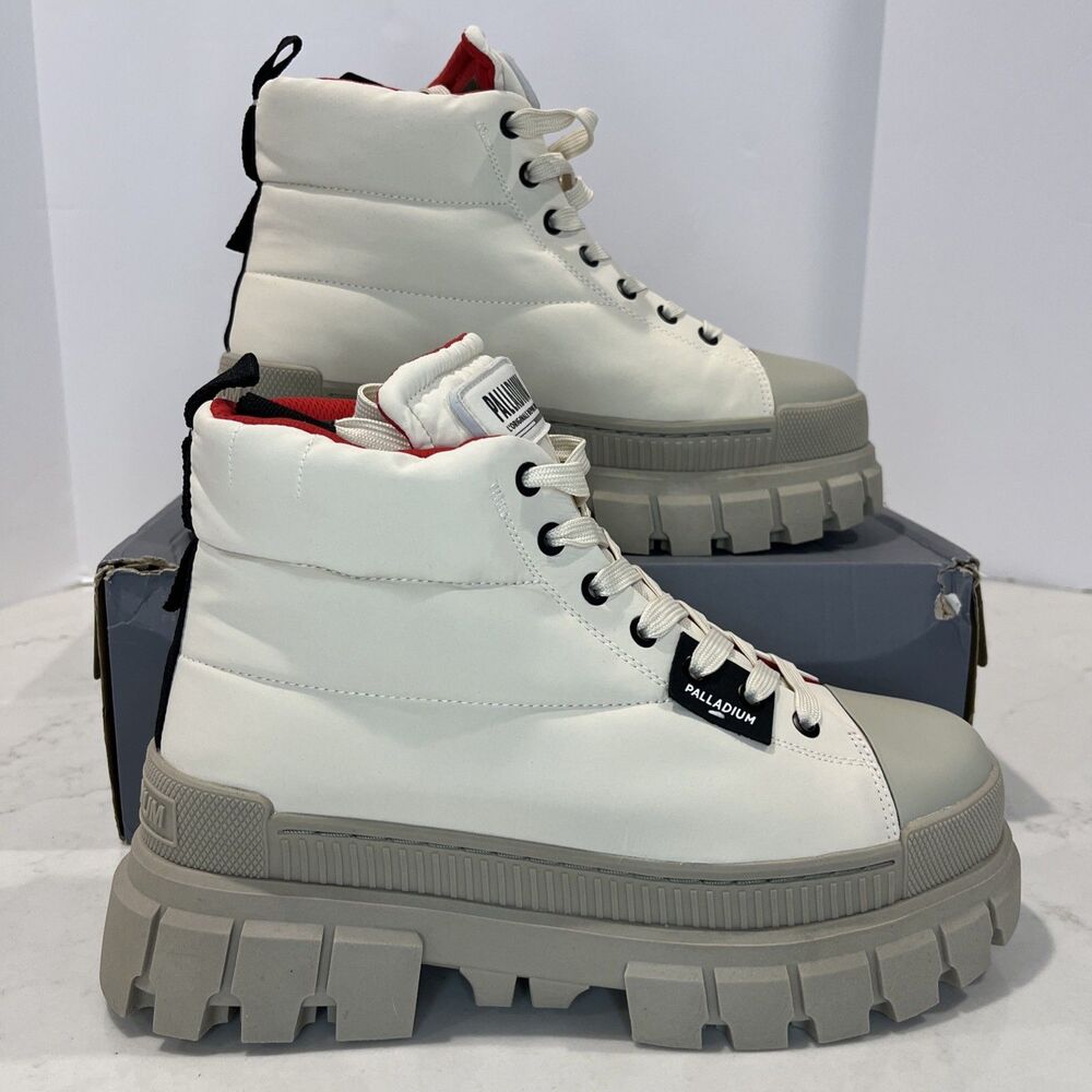 Palladium NEW Revolt Overcrush Comfort Lug Sole Ankle Boots Ivory Womens Sz 10‎